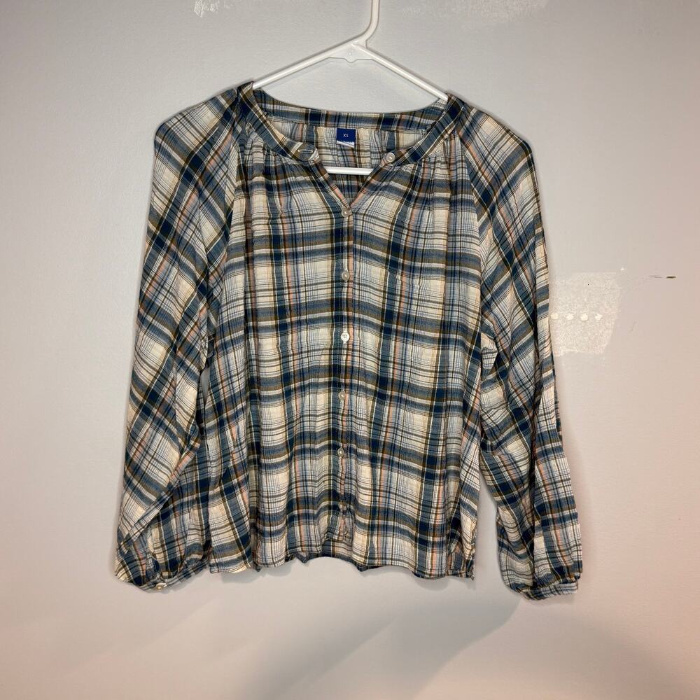 old navy xs plaid long sleeve
